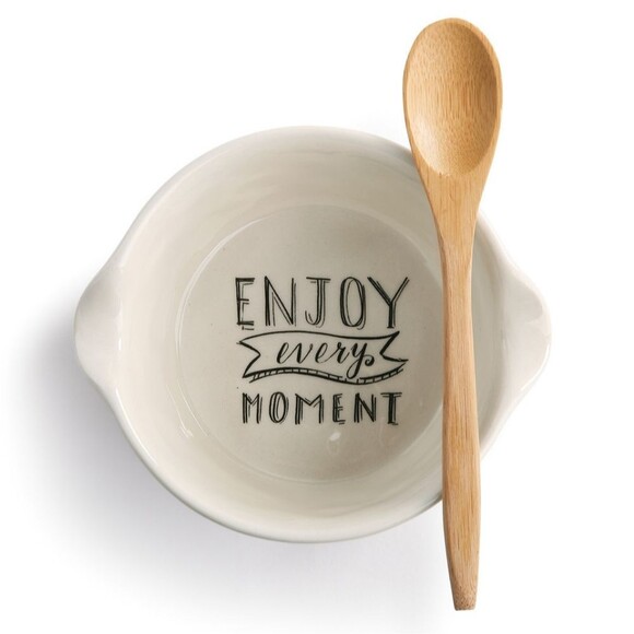 NWT Demdaco 'Enjoy Every Moment' Appetizer Bowl with Spoon - Picture 3 of 12